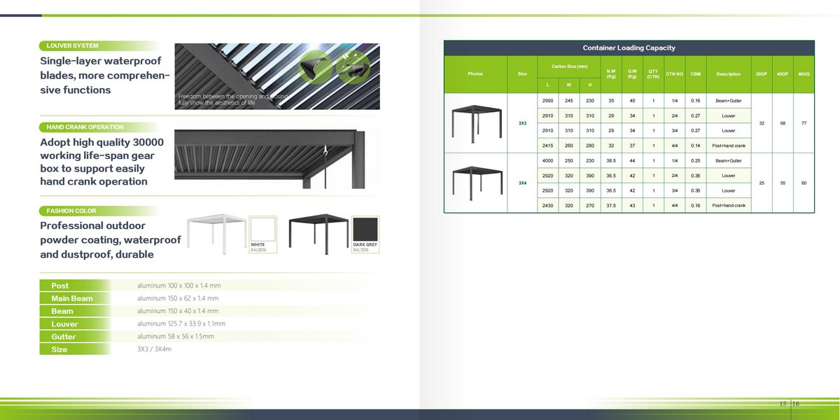 Waterproof louver pavilion system